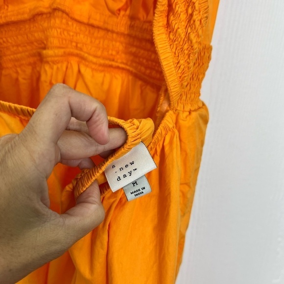 A New Day - Bright Orange Spaghetti Strap Open Back Midi Dress Size Medium - Picture 10 of 10